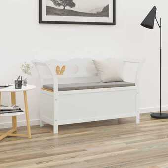 Bolig Center Bænk 107x45x75,5 cm massivt fyrretræ hvid tilbud