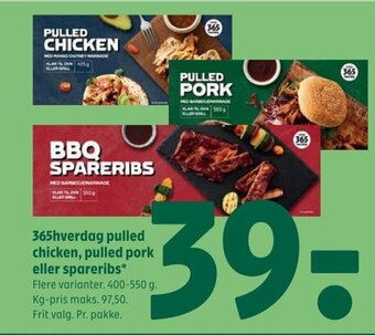 Coop 365 365hverdag pulled chicken, pulled pork eller spareribs tilbud