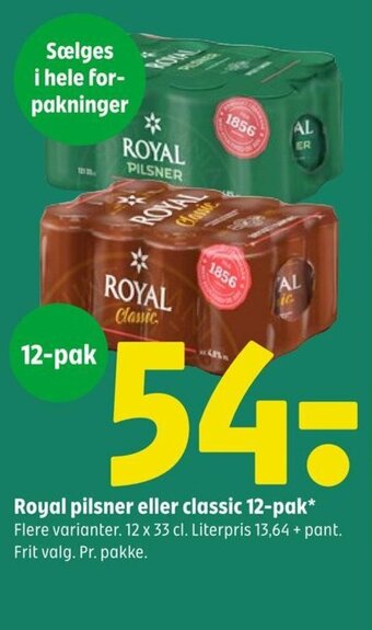 Coop 365 Royal pilsner eller classic 12-pak tilbud
