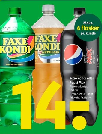 Coop 365 Faxe Kondi eller Pepsi Max tilbud