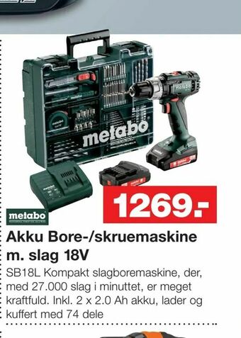 Bauhaus Akku Bore-/skruemaskine m. slag 18V tilbud