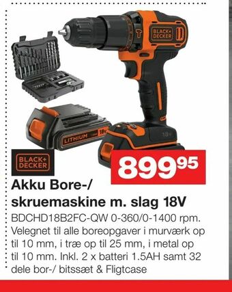 Bauhaus Akku Bore-/ skruemaskine m. slag 18V tilbud