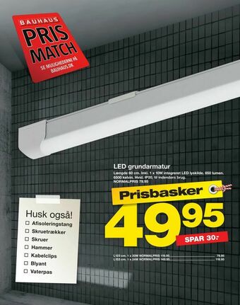 Bauhaus LED grundarmatur tilbud