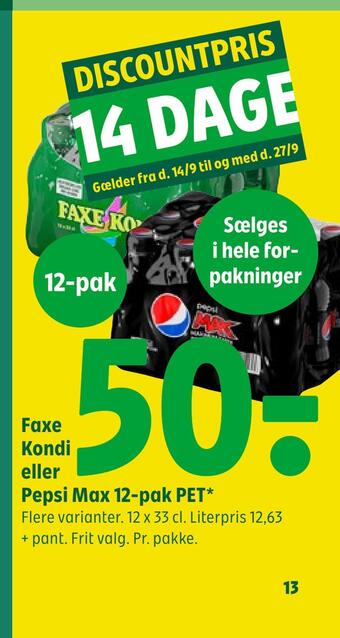 Coop 365 Faxe kondi eller pepsi max 12-pak pet tilbud