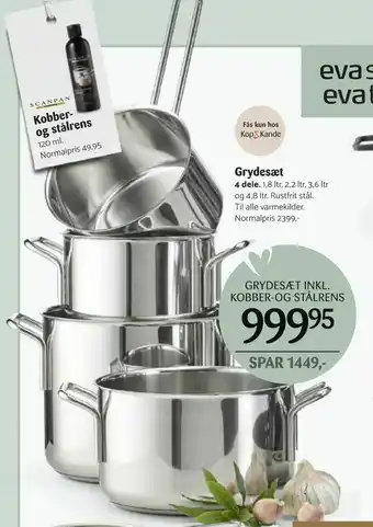 Kop & Kande Grydesæt inkl. kobber-og stålrens tilbud