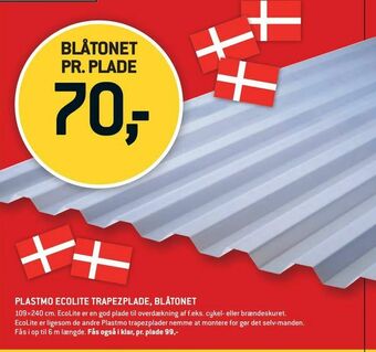 XL-BYG Plastmo ecolite trapezplade, blåtonet tilbud