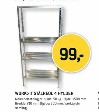 XL-BYG Work>it stålreol 4 hylder tilbud