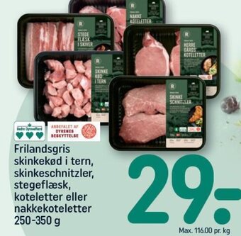 REMA 1000 Frilandsgris skinkekød i tern, skinkeschnitzler, stegeflæsk, koteletter eller nakkekoteletter 250-350 g tilbud