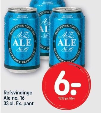 Refsvindinge Ale no. 16 33 cl. Ex. pant