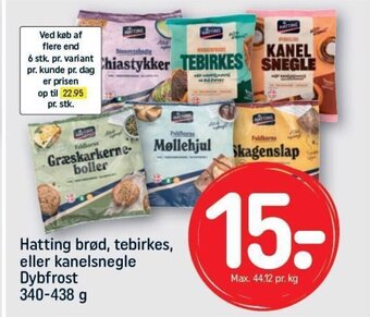 REMA 1000 Hatting brød, tebirkes, eller kanelsnegle Dybfrost 340-438 g tilbud