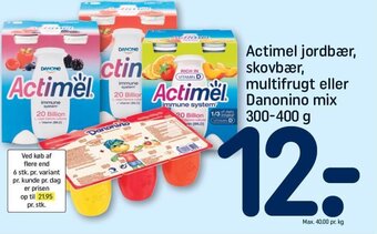 REMA 1000 Actimel jordbær, skovbær, multifrugt eller Danonino mix 300-400 g tilbud