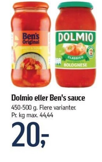 Føtex Dolmio eller Ben's sauce tilbud