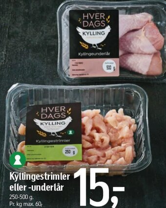 Føtex Kyllingestrimler eller -underlår tilbud