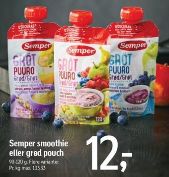 Føtex Semper smoothie eller grød pouch tilbud