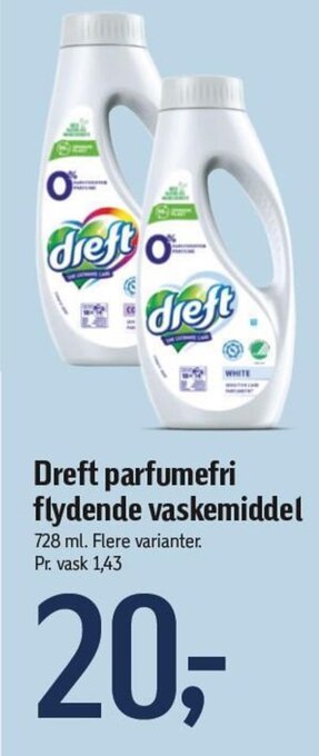 Føtex Dreft parfumefri flydende vaskemiddel tilbud