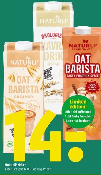 Coop 365 Naturli' havredrik tilbud
