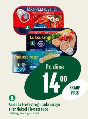 Min Købmand Amanda Frokostrogn, Luksusrogn eller Makrel i Tomatsauce tilbud
