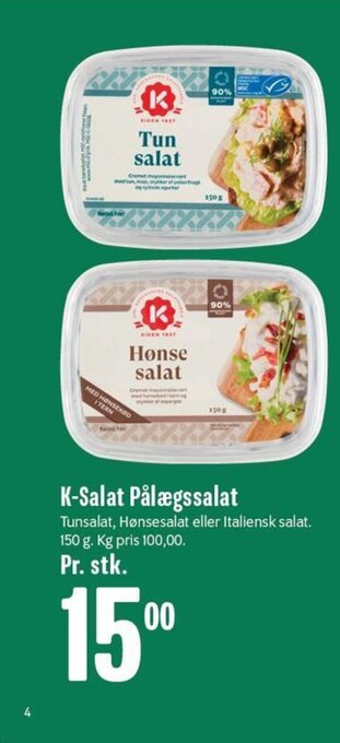 Min Købmand K-Salat Pålægssalat tilbud