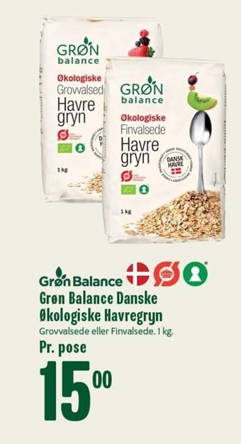 Min Købmand Grøn Balance Danske Økologiske Havregryn tilbud
