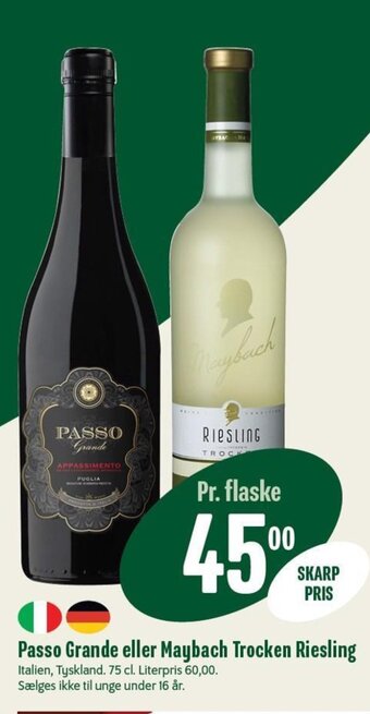 Min Købmand Passo Grande eller Maybach Trocken Riesling tilbud