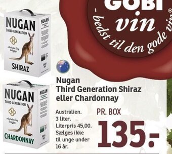 SPAR Nugan Third Generation Shiraz eller Chardonnay tilbud