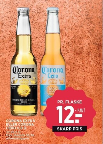 MENY CORONA EXTRA ELLER CORONA CERO 0,0 % tilbud