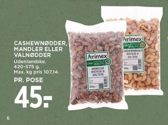CASHEWNØDDER, MANDLER ELLER VALNØDDER