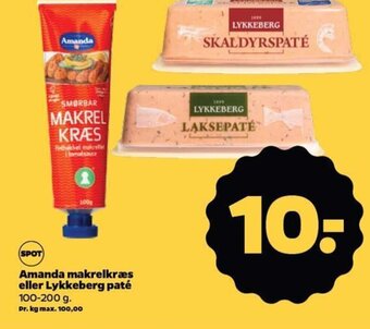 Netto Amanda makrelkræs eller Lykkeberg paté 100-200 g. tilbud