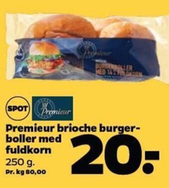 Netto Premieur brioche burger-boller med fuldkorn 250 g. tilbud