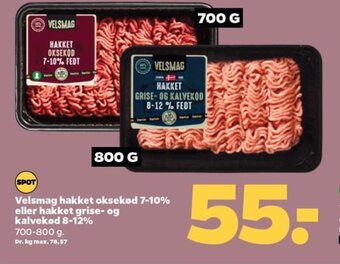 Netto Velsmag hakket oksekød 7-10% eller hakket grise- og kalvekød 8-12% tilbud