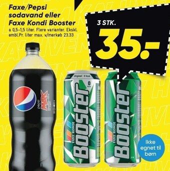 Bilka Faxe/pepsi sodavand eller faxe kondi booster tilbud