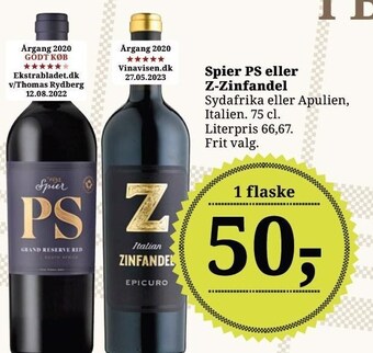 Dagli'Brugsen Spier ps eller z-zinfandel tilbud