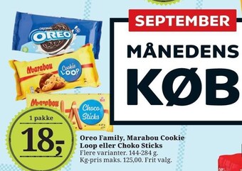 Dagli'Brugsen Oreo family, marabou cookie loop eller choco sticks tilbud
