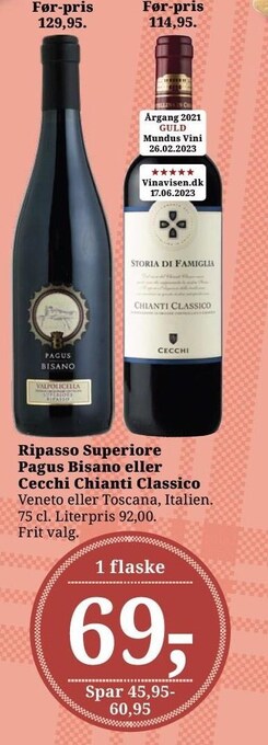 Dagli'Brugsen Ripasso superiore pagus bisano eller cecchi chianti classico tilbud