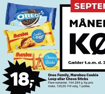SuperBrugsen Oreo family, marabou cookies loop eller choco sticks tilbud
