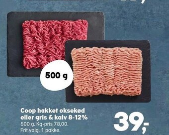 SuperBrugsen Coop hakket oksekød eller gris & kalv 8-12% tilbud