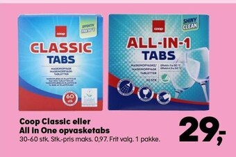 SuperBrugsen Coop classic eller all in one opvasketabs tilbud