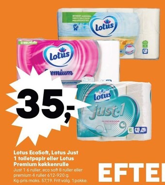 Lotus ecosoft, lotus just 1 toiletpapir eller lotus premium køkkenrulle