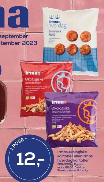 Irma Irmas økologiske kartofler eller irmas hverdags kartofler tilbud
