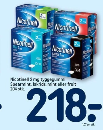 REMA 1000 Nicotinell 2 mg tyggegummi spearmint, lakrids, mint eller fruit tilbud