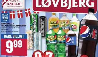 Løvbjerg Sodavand eller faxe kondi booster energidrik tilbud