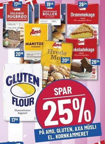 Spar 25% på amo, gluten, axa müsli el. kornkammeret