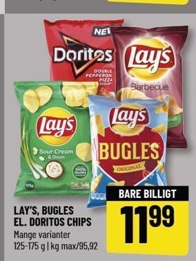 Løvbjerg Lay's, buglles el. doritos chips tilbud