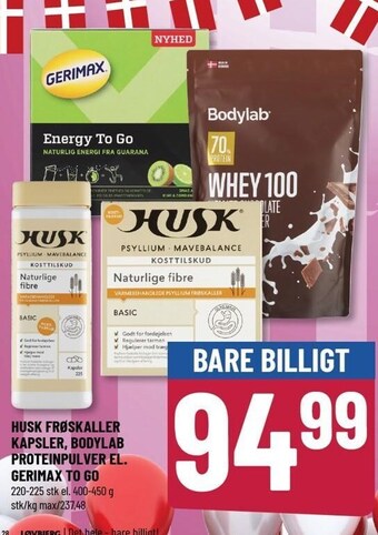 Løvbjerg Husk frøskaller kapsler, bodylab proteinpulver el. gerimax to go tilbud