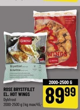 Løvbjerg Rose brystfilet el. hot wings tilbud