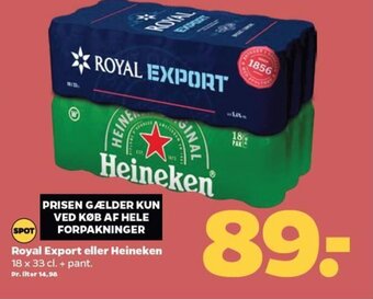 Netto Royal Export eller Heineken tilbud