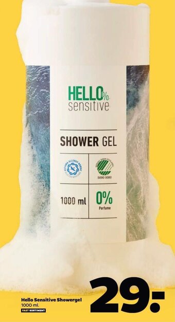 Hello Sensitive Showergel 1000 ml.