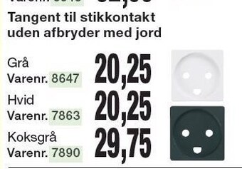 Harald Nyborg Tangent til stikkontakt uden afbryder med jord tilbud
