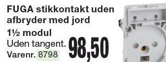 Harald Nyborg Fuga stikkontakt uden afbryder med jord tilbud