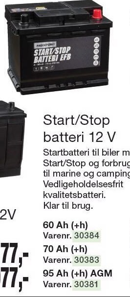 Harald Nyborg Start/stop batteri 12 v tilbud